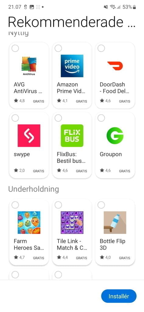 Screenshot fra Galaxy A54